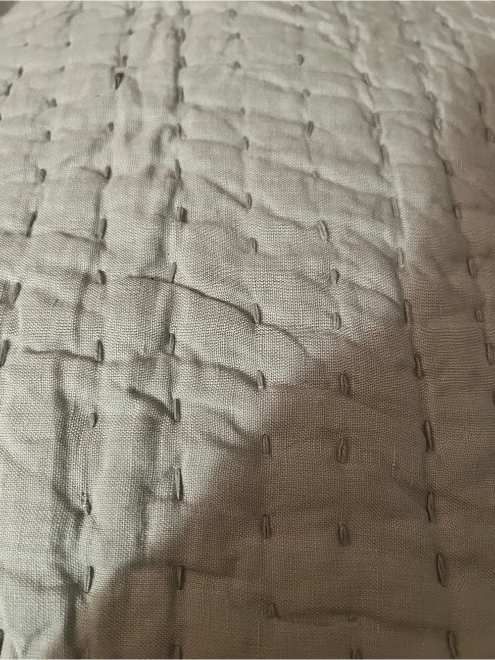 Quince Set of European Linen Cotton Stitch Quilted Euro Shams x2